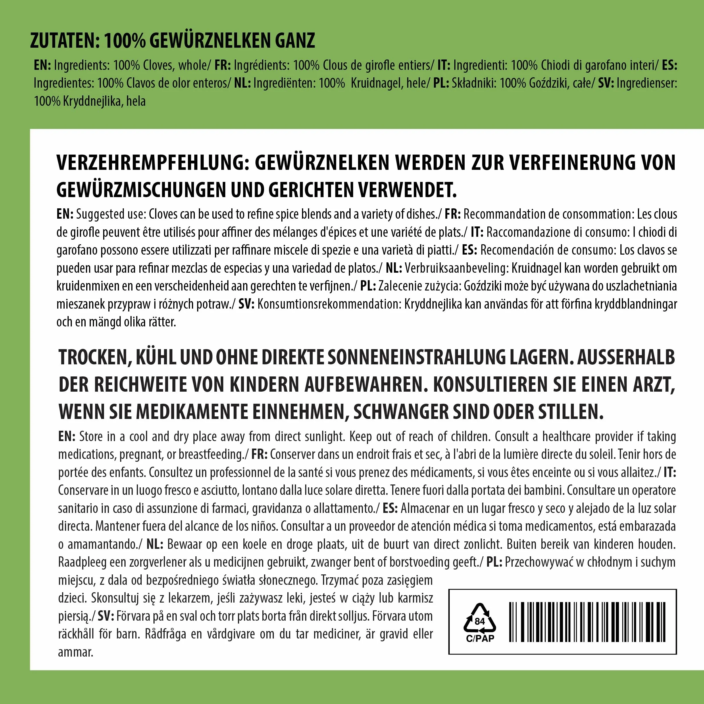 Alpi Nature Goździki Całe 125g, Suszone Całe Pąki Goździków, Przyprawa Goździki do Gotowania