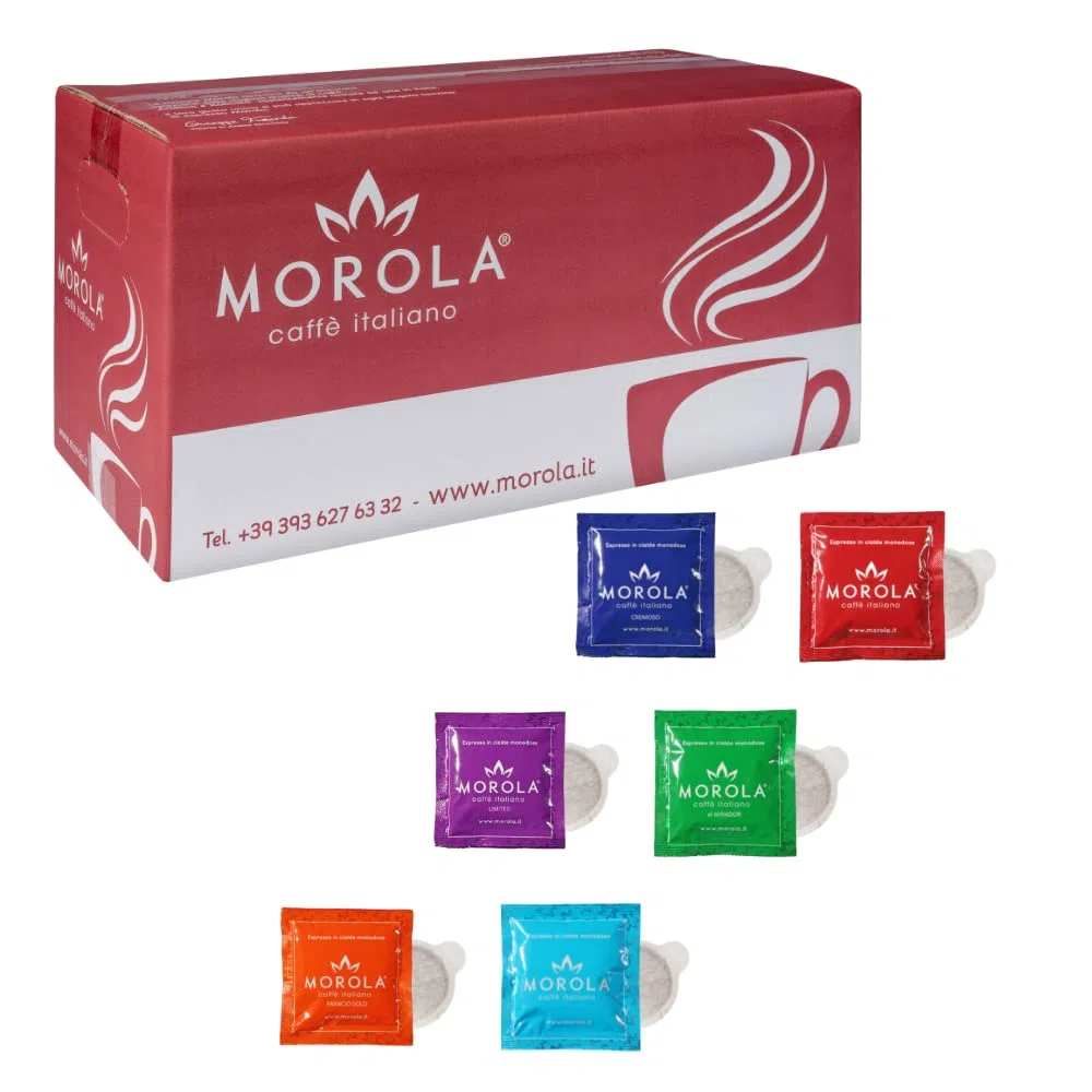 Morola Caffè Italiano - Zestaw Do Degustacji Kapsułek - Ese44 Kompostowalne Kapsułki - Classico Degustacja Kawy, Arancio, Limited, Cremoso, Decaffeinato, El Mirador (120, kapsułki z kawą ) - Kawa Made in Italy