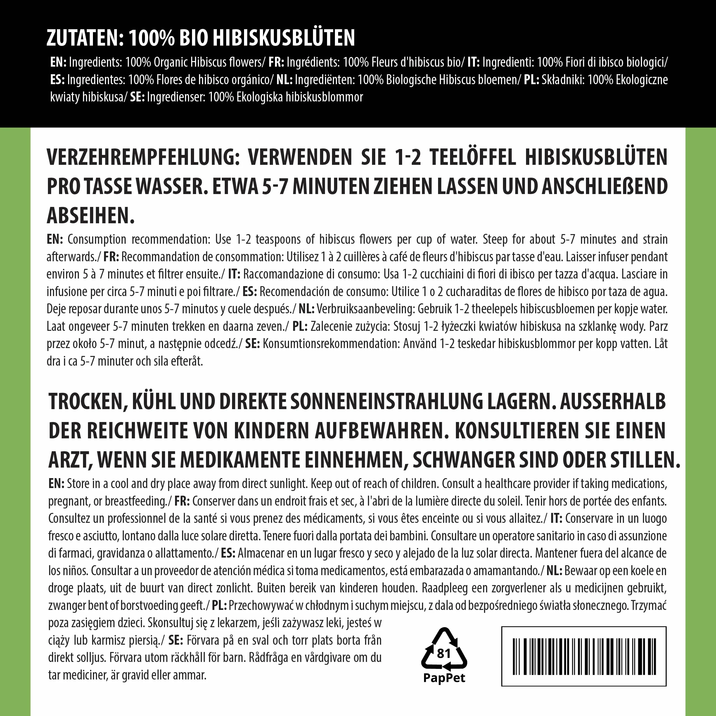 Alpi Nature Ekologiczna Herbata z Hibiskusa 250g, Suszone Całe Kwiaty Hibiskusa z Płatkami