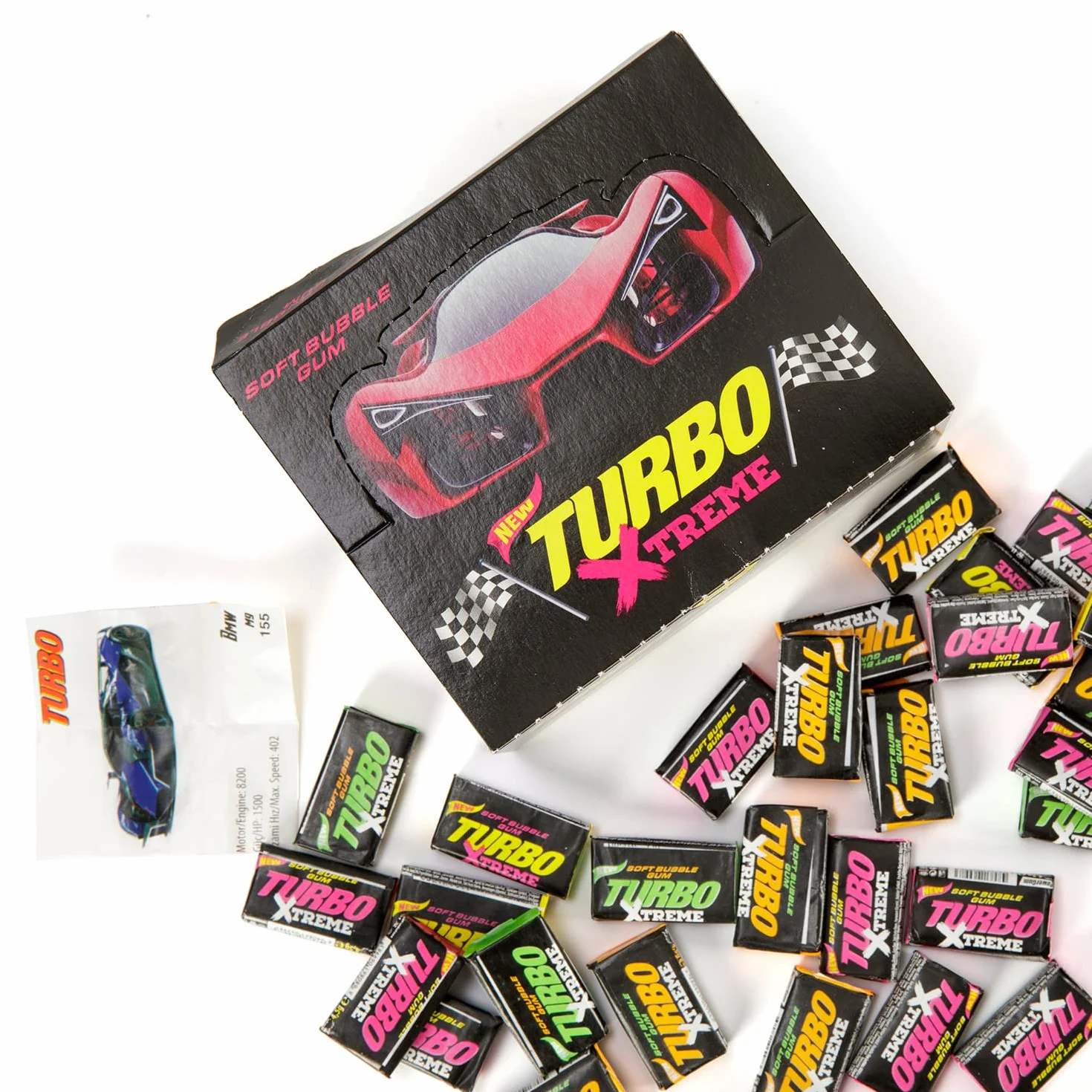 Guma do żucia Turbo Xtreme Miękkie Bubble Gum Retro upominków importowanych urodzin Słodycze (Full Box 100psc)