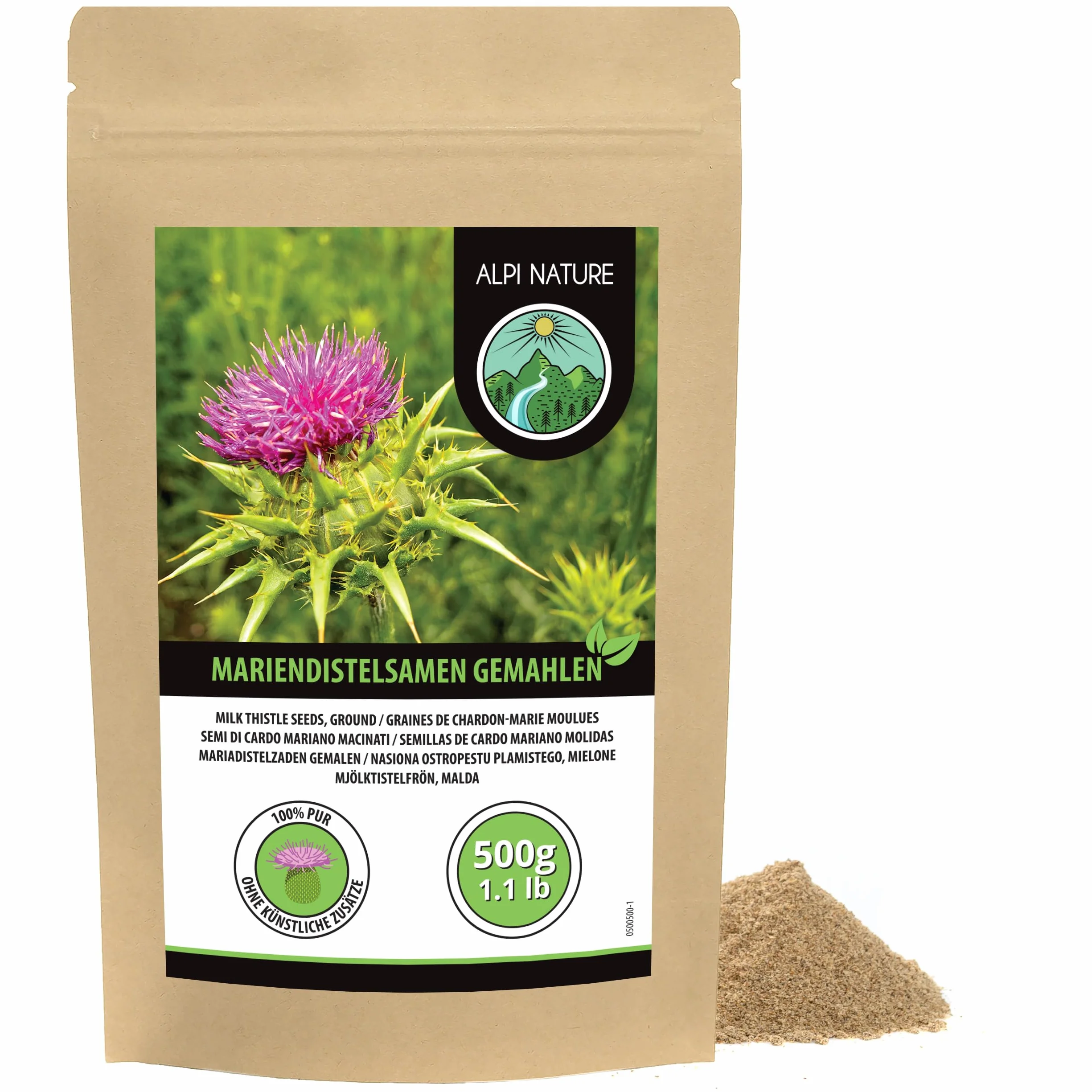 Alpi Nature Proszek z Ostropestu Plamistego 500g, Mielone Nasiona Ostropestu Plamistego