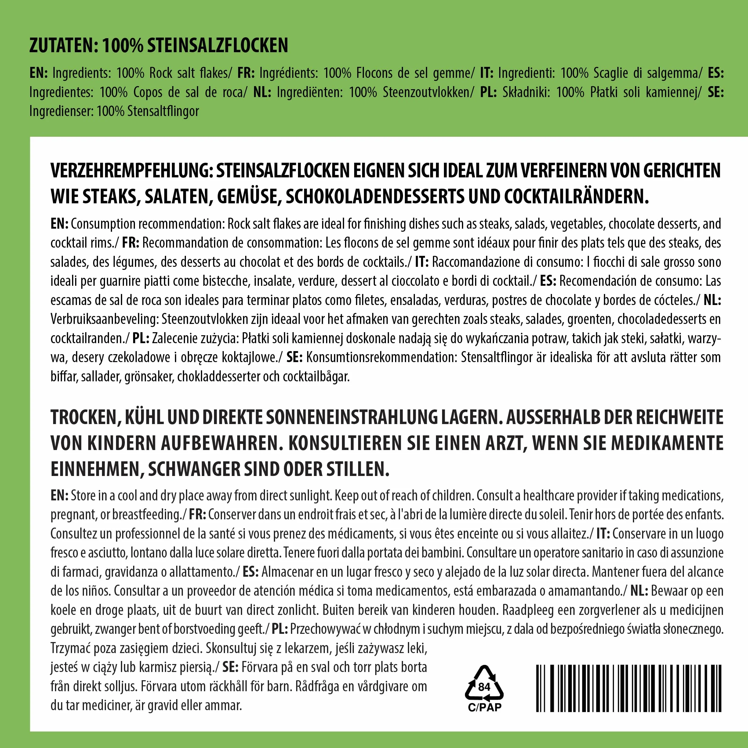Alpi Nature Płatki Soli Kamiennej 100g, Sól Kamienna z Hiszpanii do Gotowania, Sól Gourmet 0.1-8 mm