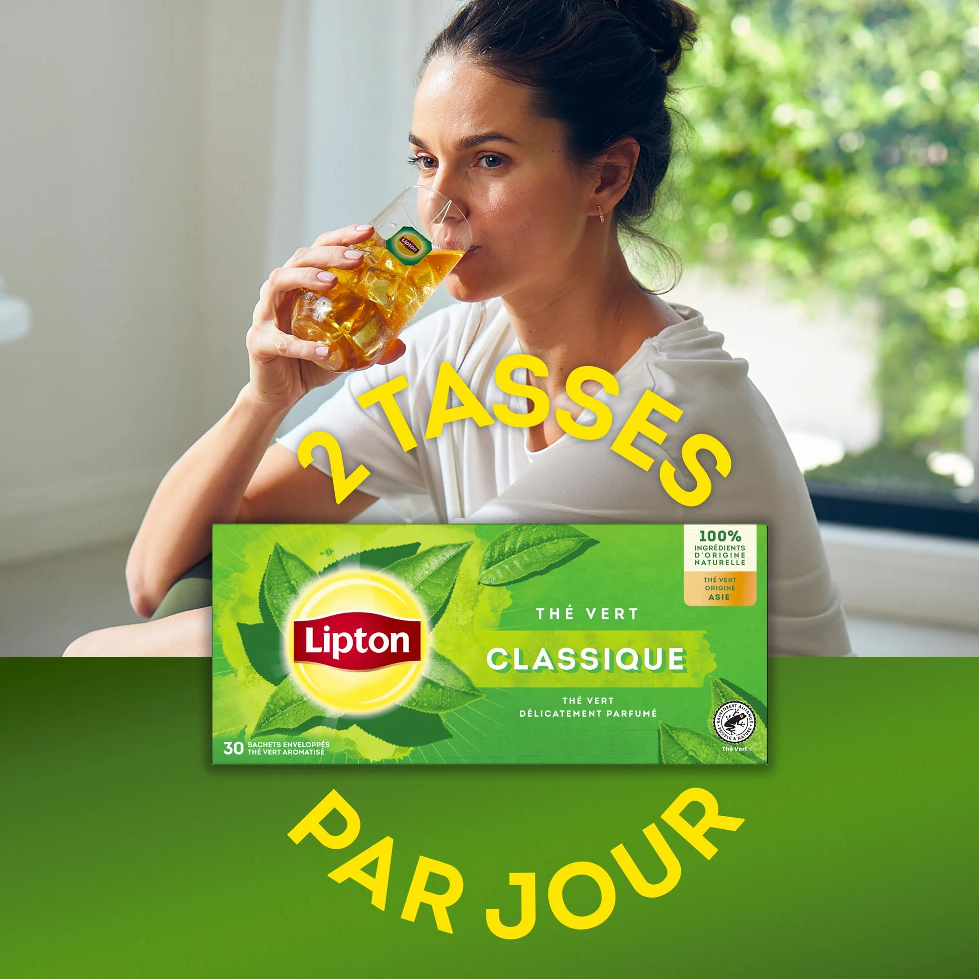 Lipton, Zielona herbata, aromatyzowana zielona herbata, napar na zimno lub na gorąco, smak grejpfruta i mandarynki, 100% naturalne składniki, 20 torebek piramidowych