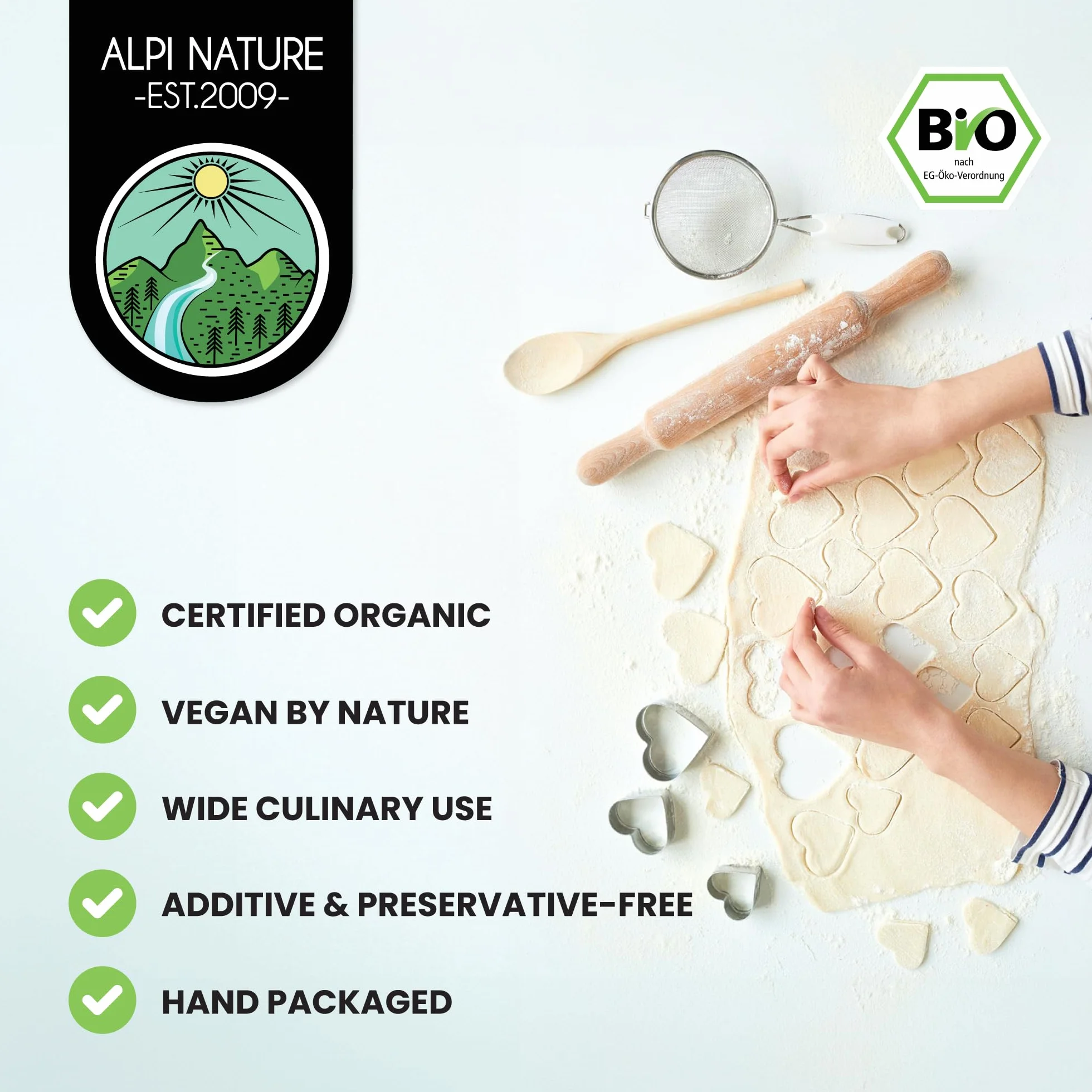 Alpi Nature Ekologiczny Proszek z Karobu 250g, Mielone Strąki Karobu, Naturalny Słodzik do Pieczenia
