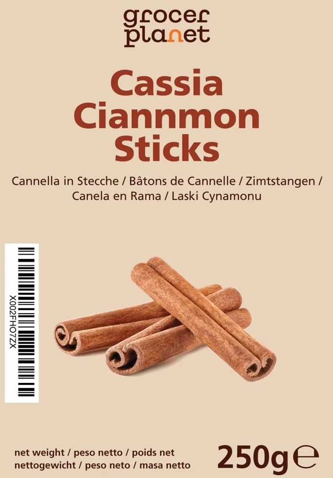 Grocer Planet - Laski Cynamonu (250g) | Laski Cynamonu Cassia 60 mm | Czysty i Naturalny | Około 75-77 na opakowanie