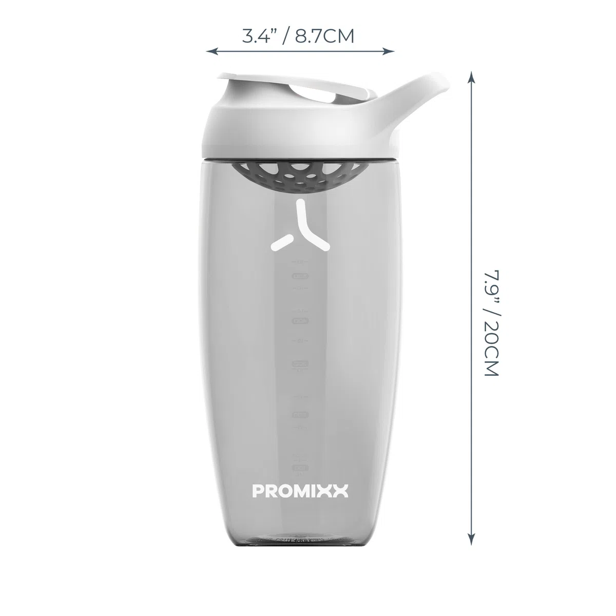 Promixx PURSUIT Protein Shaker Bottle New Edition – sportowe butelki premium na mieszanki białkowe i koktajle suplementowe, łatwe czyszczenie, trwały kubek proteinowy, 700 ml, ceramiczny biały