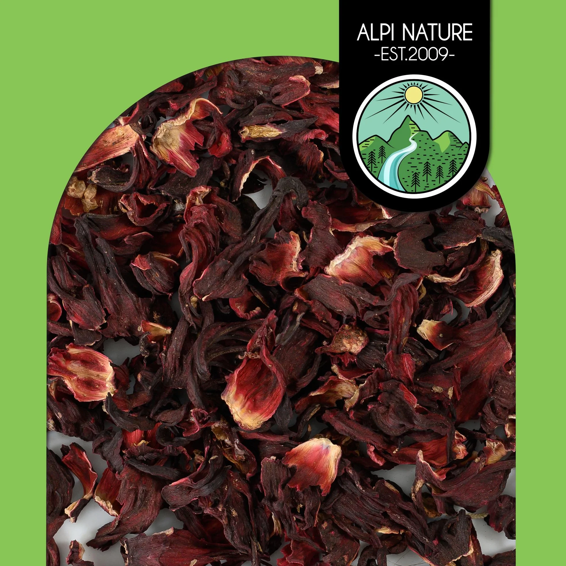 Alpi Nature Herbata z Hibiskusa 250g, Suszone Całe Kwiaty Hibiskusa z Płatkami, Herbata Liściasta