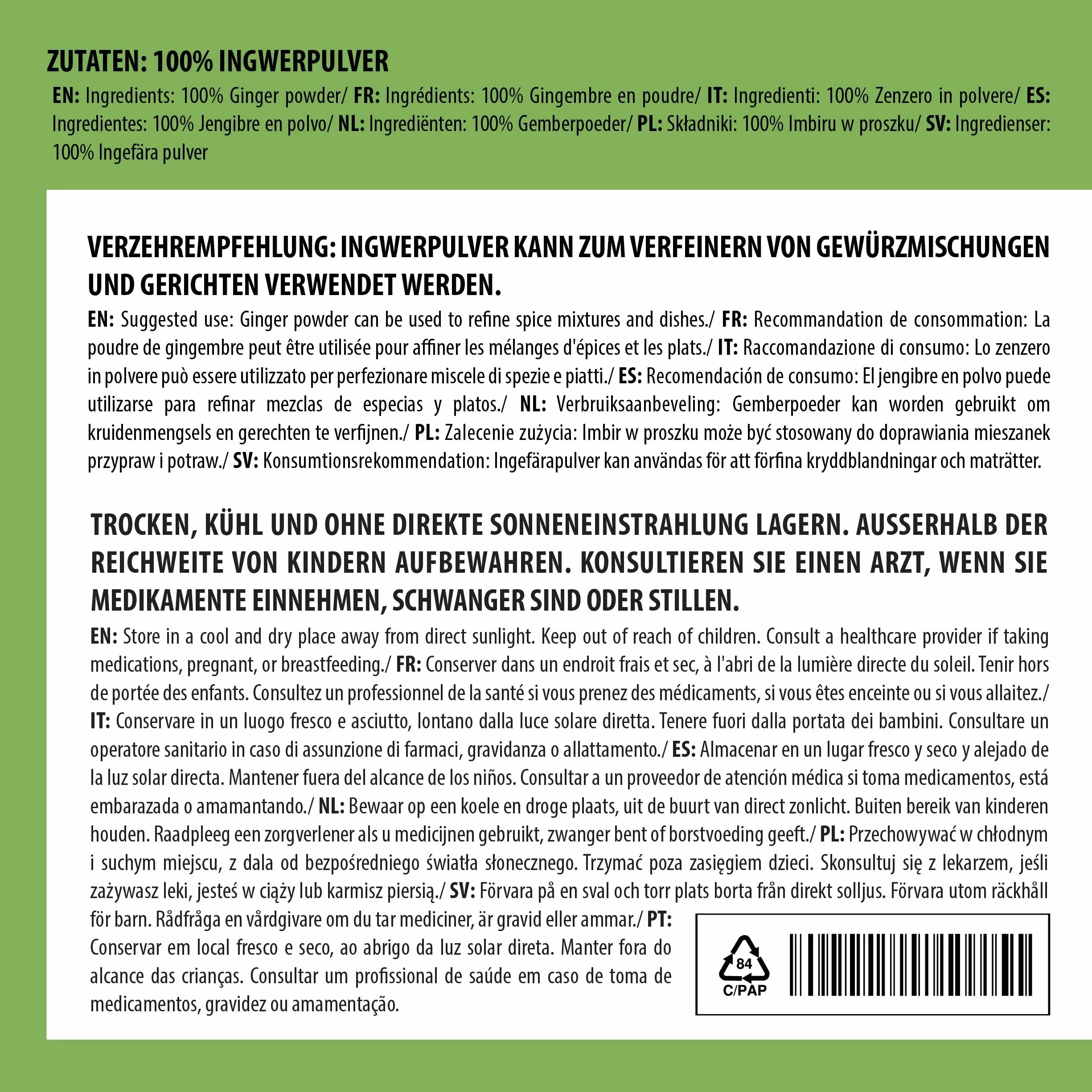 Alpi Nature Proszek z Imbiru 250g, Suszony i Mielony Korzeń Imbiru do Gotowania i Pieczenia