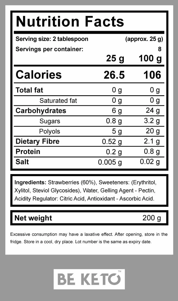 Keto Keto Jam – Very Strawberry 200g dżem niskowęglowodanowy, przyjazny dla keto, wegański, bezglutenowy, naturalny i całkowicie bezcukrowy