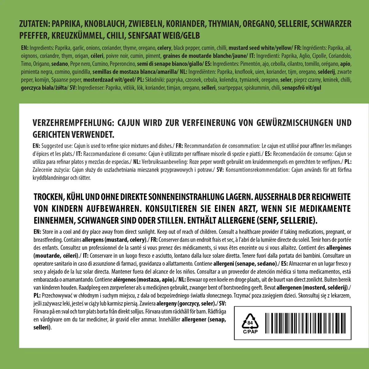 Alpi Nature Przyprawa Cajun 250g, Mieszanka Przypraw Cajun, Ostra Mieszanka do Gotowania, Przyprawy Indyjskie