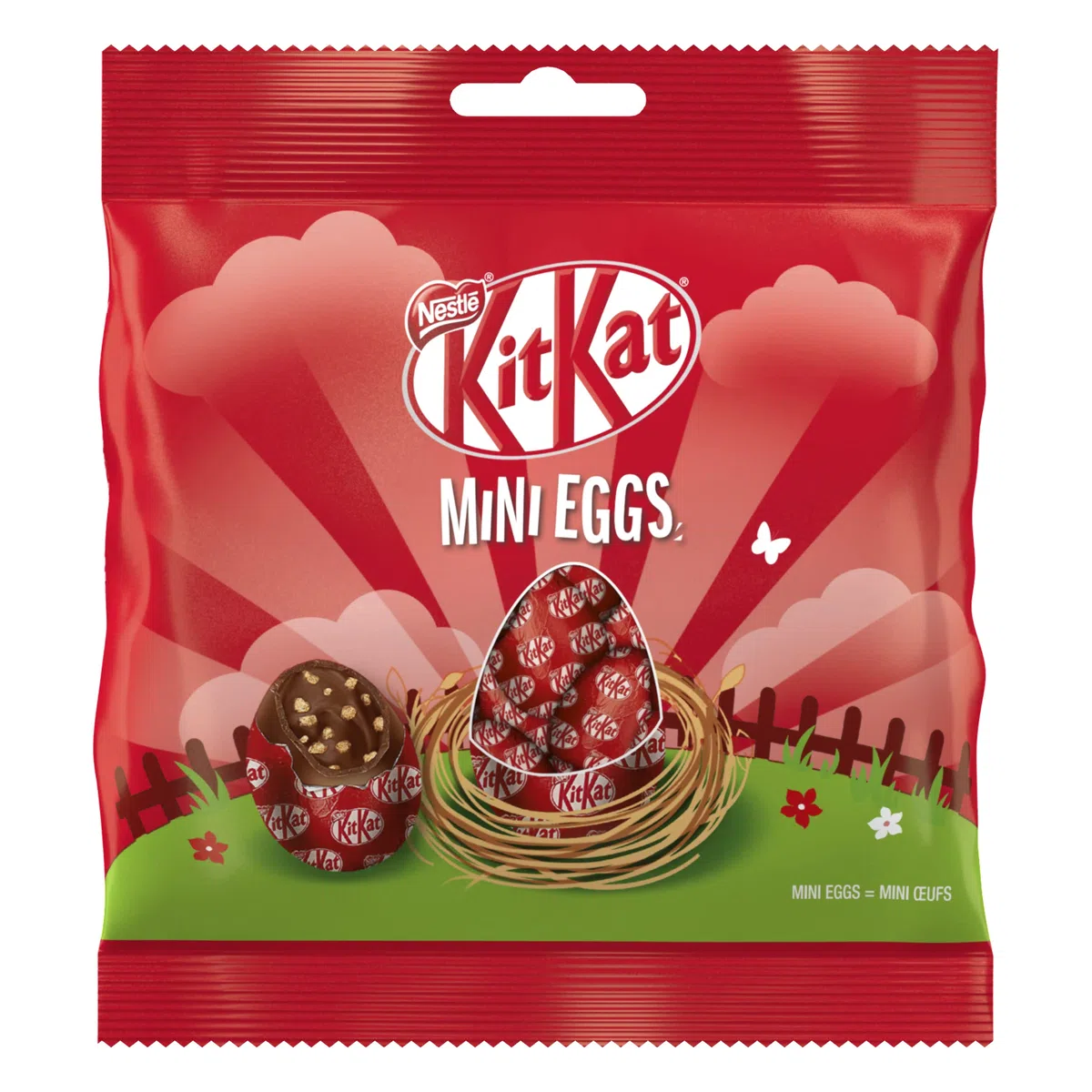 NESTLÉ KITKAT Mini Eggs, małe jajka czekoladowe z mlecznej czekolady z kremowym wypełnieniem i kostkami, 1 opakowanie (1 x 90 g)