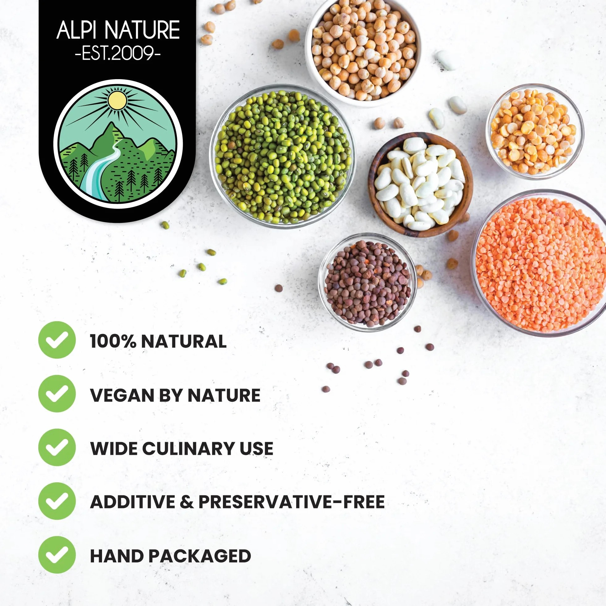 Alpi Nature Fasola Mung 500g, Zielona Fasola Mung do Gotowania, Zup i Curry, Bezglutenowa
