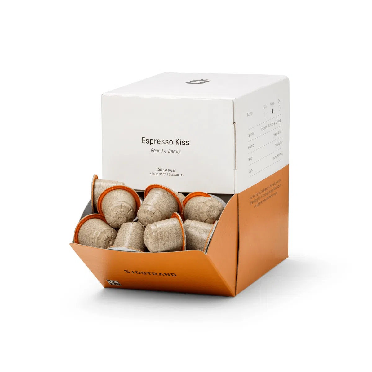 Sjöstrand Coffee Concept Espresso Kiss – Organiczne kapsułki z kawą, kompatybilne z Nespresso, 100 kapsułek, kompostowalne, Fairtrade.