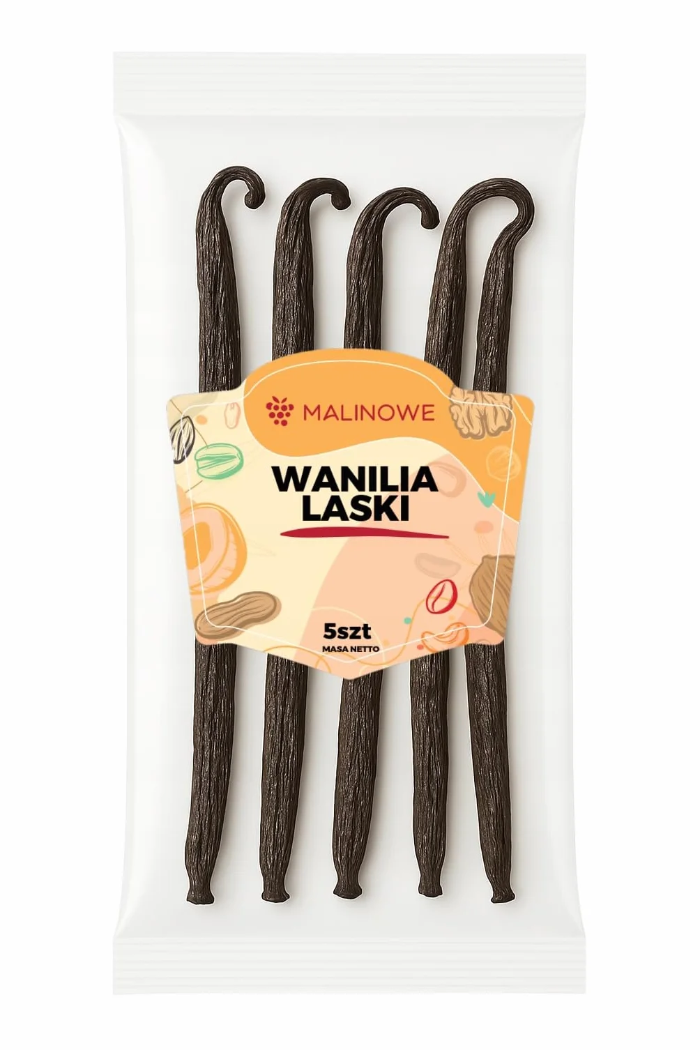 MALINOWE WANILIA LASKI 5szt 13-15CM LASKA WANILII