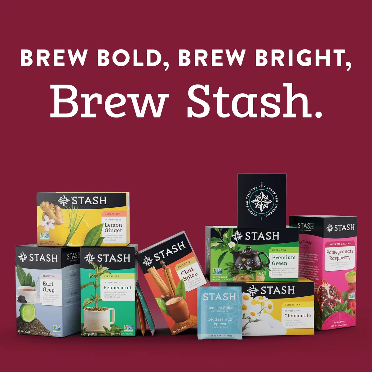 Stash Tea Holidays Are Here Różnorodny zestaw próbek – kofeina, bez GMO, zweryfikowana przez projekt herbata premium bez sztucznych składników, 18 sztuk (opakowanie 6 sztuk) - łącznie 108 torebek