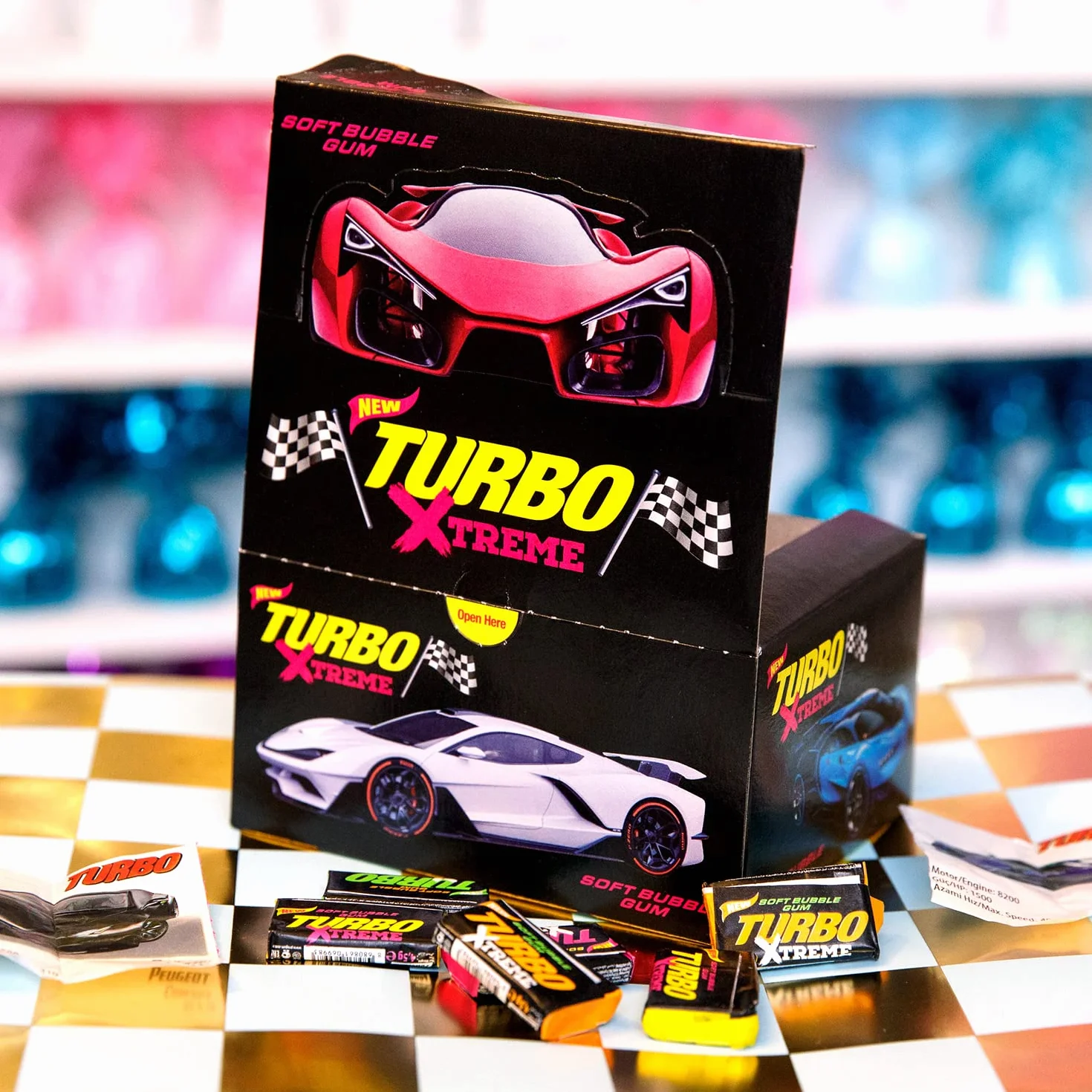 Guma do żucia Turbo Xtreme Miękkie Bubble Gum Retro upominków importowanych urodzin Słodycze (Full Box 100psc)