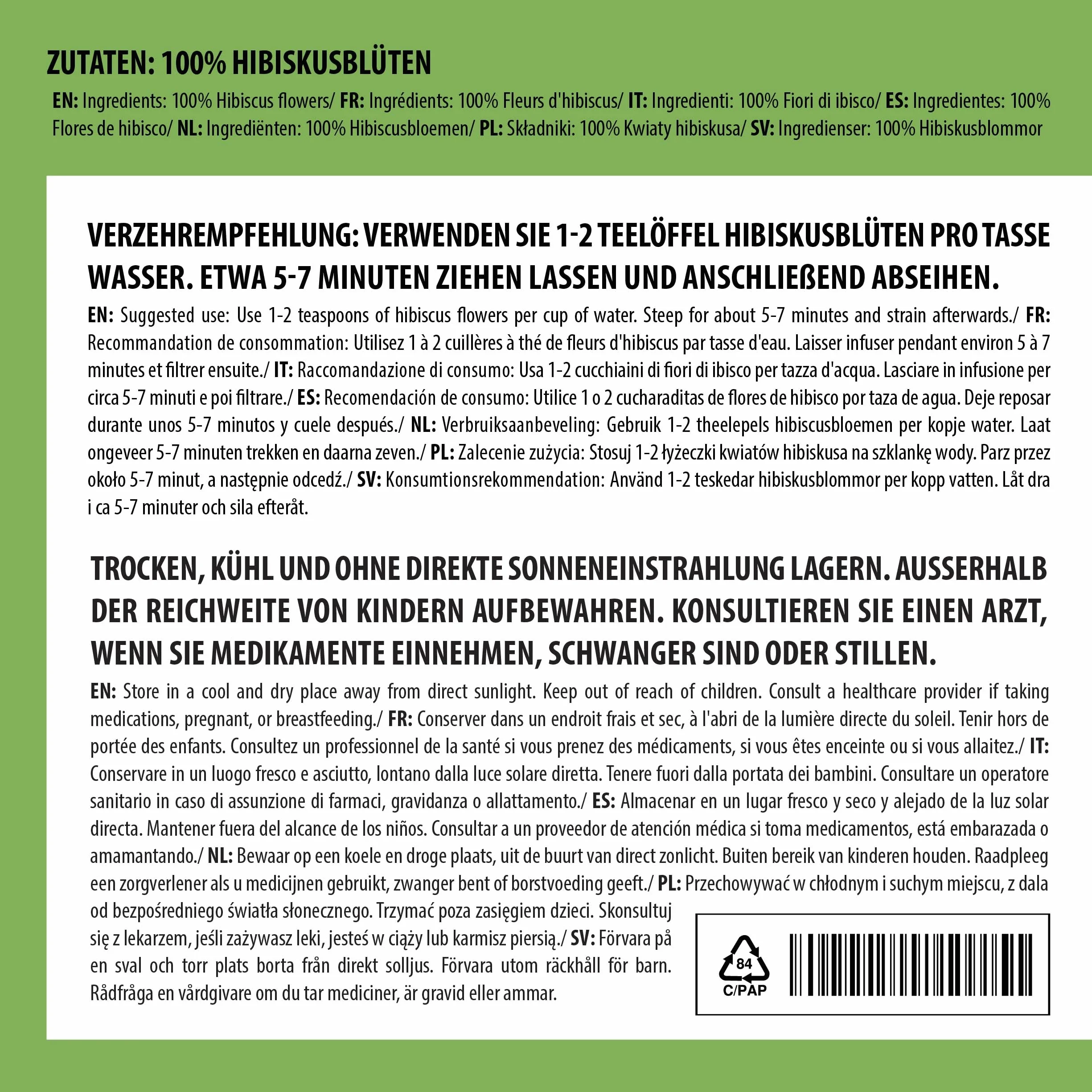 Alpi Nature Herbata z Hibiskusa 250g, Suszone Całe Kwiaty Hibiskusa z Płatkami, Herbata Liściasta