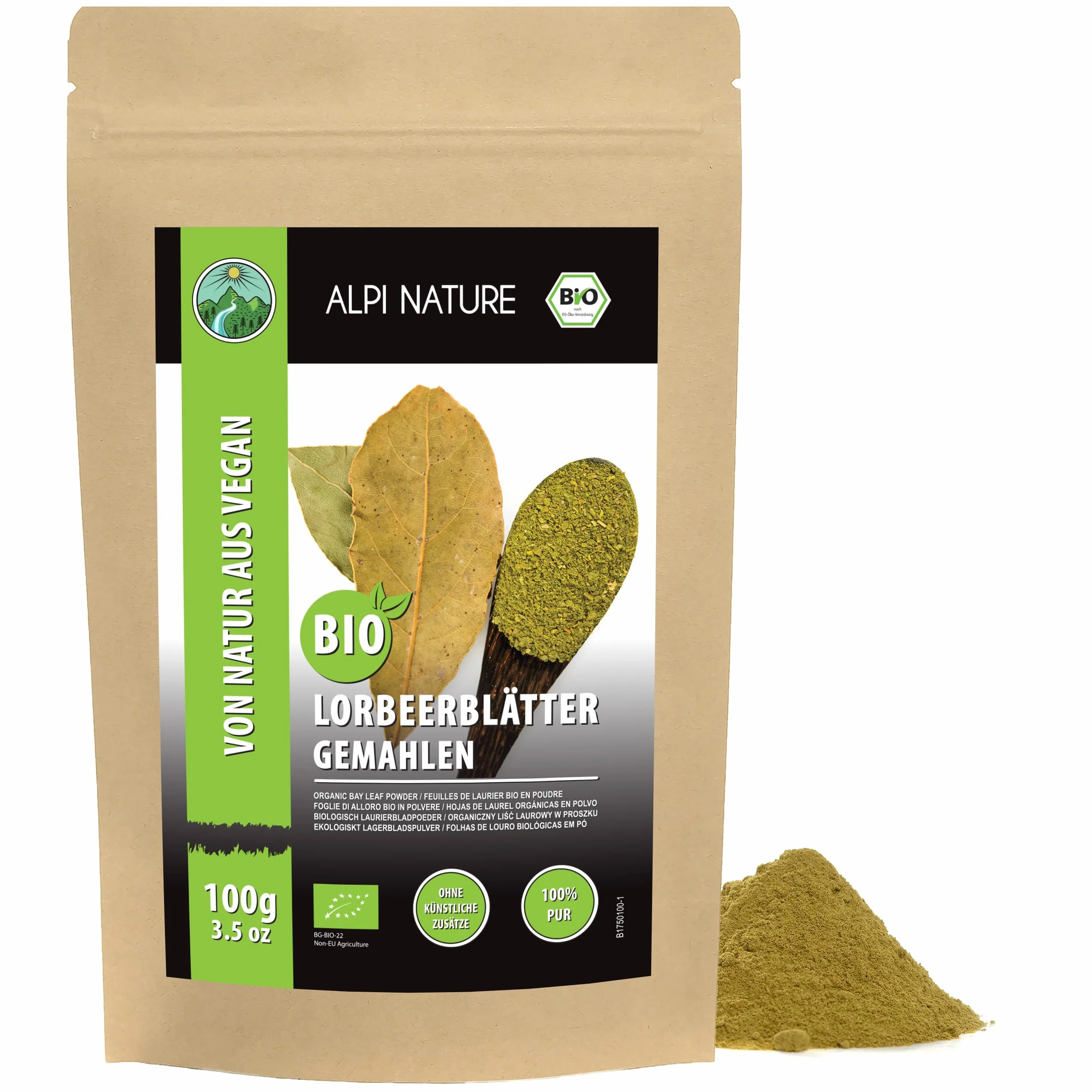 Alpi Nature Ekologiczny Mielony Liść Laurowy 100g, Mielone Liście, Proszek z Liścia Laurowego