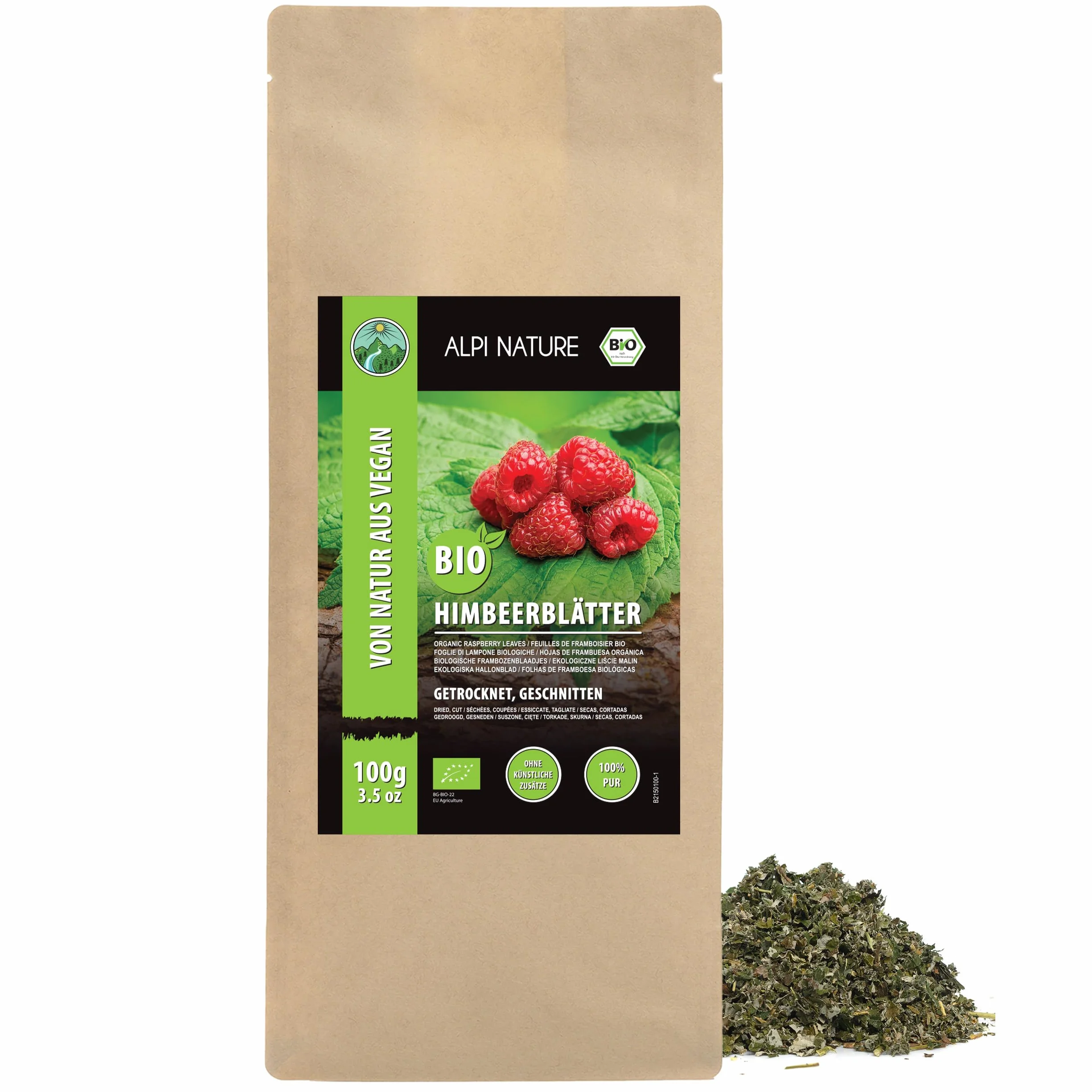 Alpi Nature Ekologiczna Herbata z Liści Maliny 100g, Suszone Cięte Liście Maliny, Herbata Liściasta