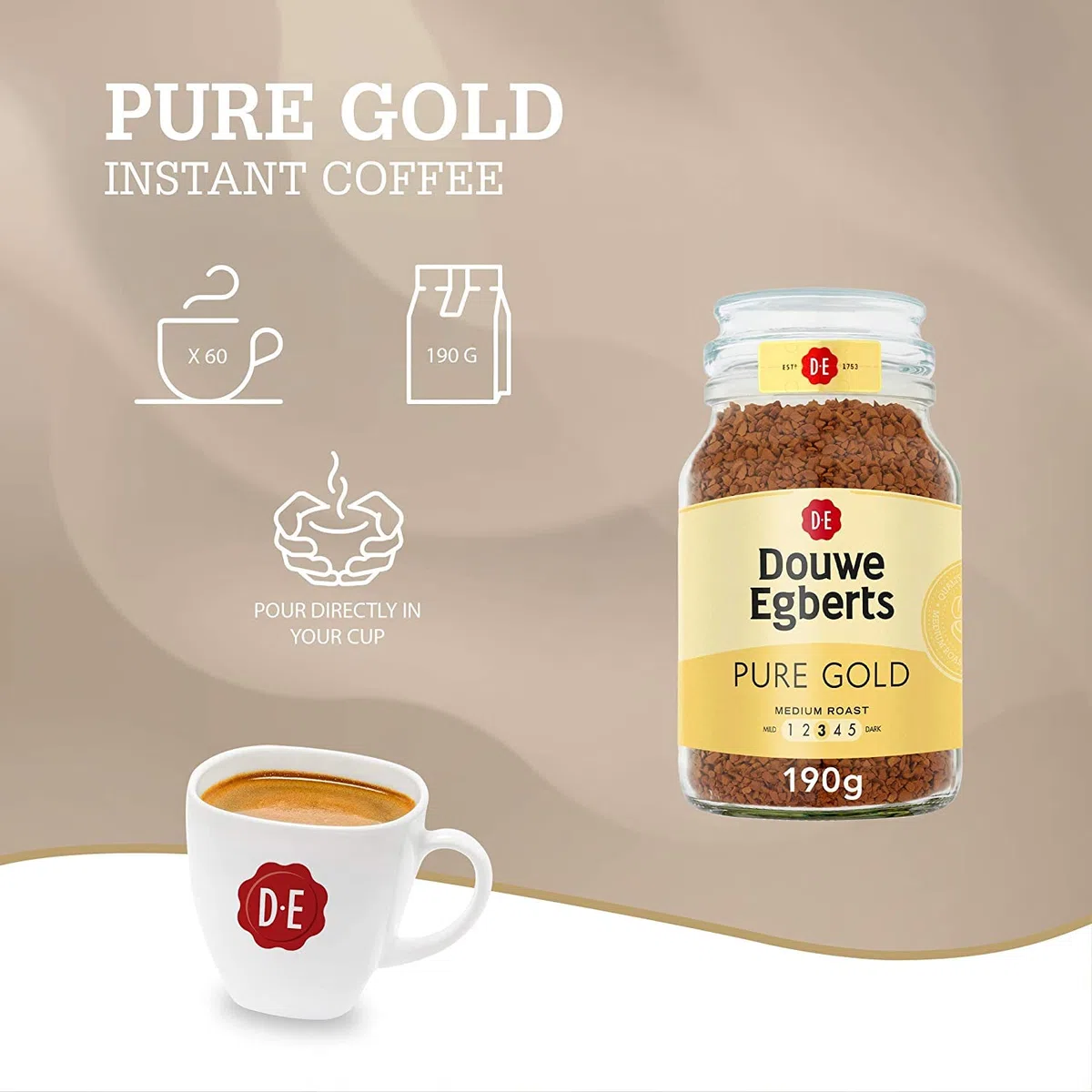 Douwe Egberts Czyste złoto średnie pieczenie kawa (190 g) - opakowanie 2 szt.