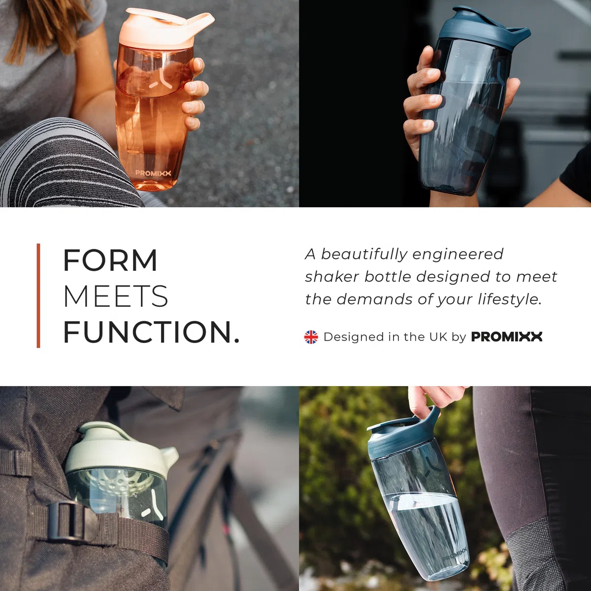 Promixx PURSUIT Protein Shaker Bottle New Edition – sportowe butelki premium na mieszanki białkowe i koktajle suplementowe, łatwe czyszczenie, trwały kubek proteinowy, 700 ml, ceramiczny biały
