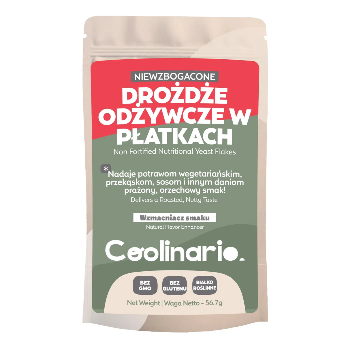 Coolinario Drożdże Odżywcze Naturalne (57 g) Naturalny, orzechowy smak | Bogate w białko i minerały | Wegan i bezglutenowe