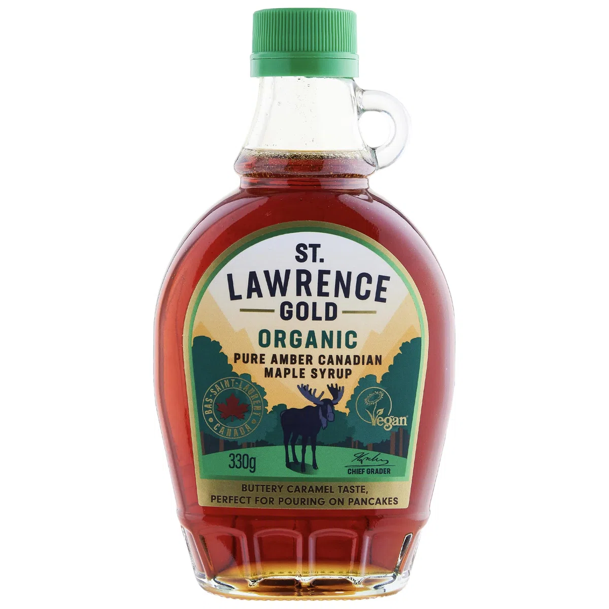 St Lawrence Gold Organiczny syrop klonowy 250 ml - 330 g klasa A, 100% czysty kanadyjski syrop klonowy bursztynowy do naleśników, gofrów, kawy i koktajli - maślany, karmelowy smak - bezglutenowy