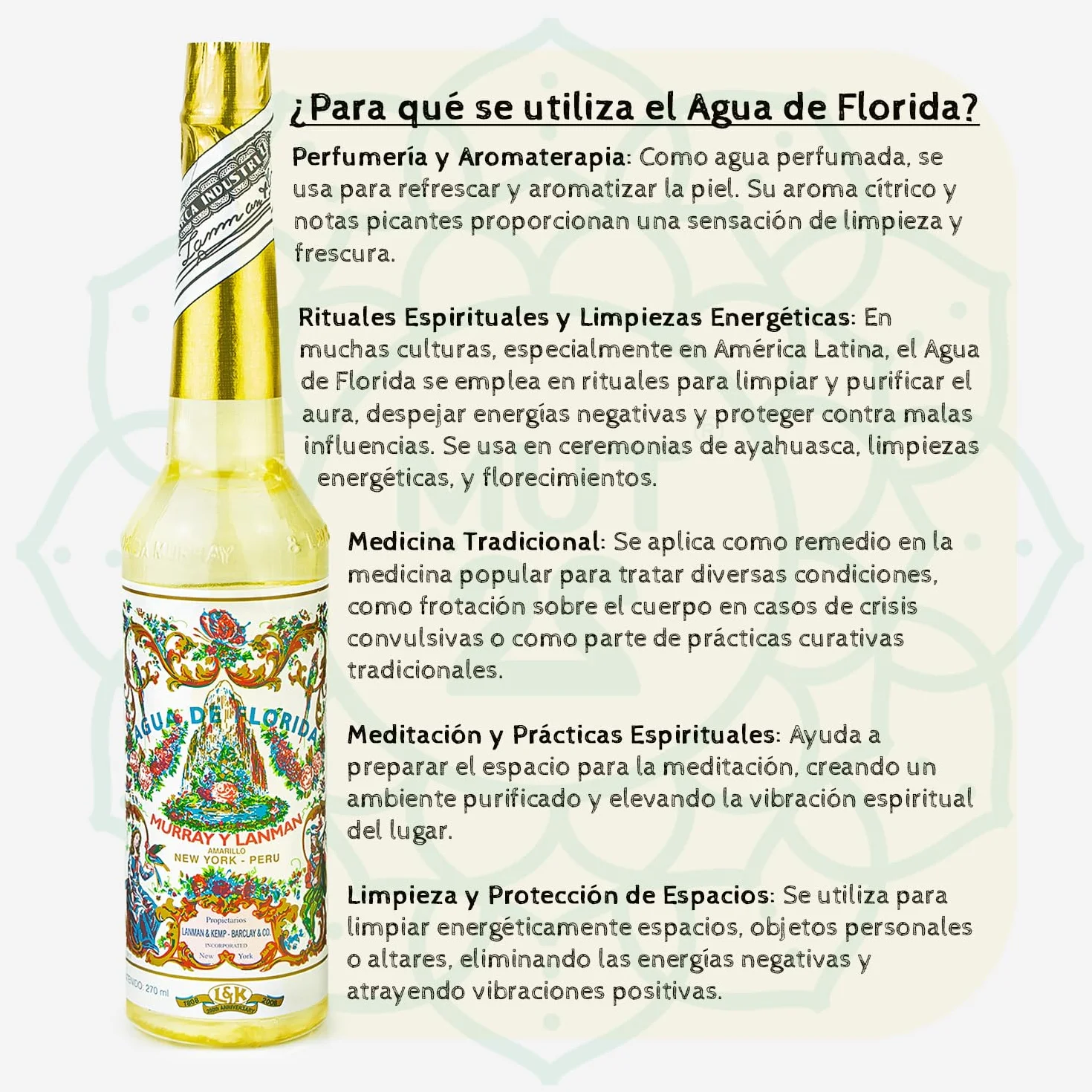 2 100% oryginalna woda z Peru Florida – butelki 270 ml do czyszczenia i ochrony duchowej