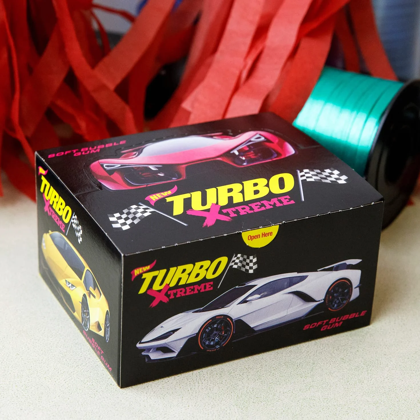 Guma do żucia Turbo Xtreme Miękkie Bubble Gum Retro upominków importowanych urodzin Słodycze (Full Box 100psc)