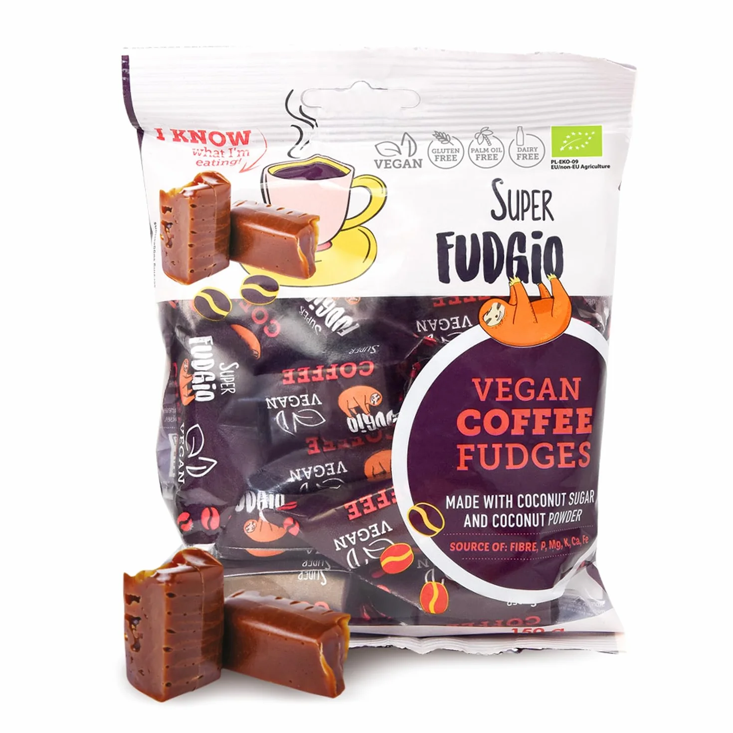 SUPER FUDGiO Ekologiczne cukierki - kawa wegańska i bezglutenowa - organiczne cukierki karmelowe bez oleju palmowego - z ekologicznym mlekiem kokosowym i cukrem kokosowym | 150 g