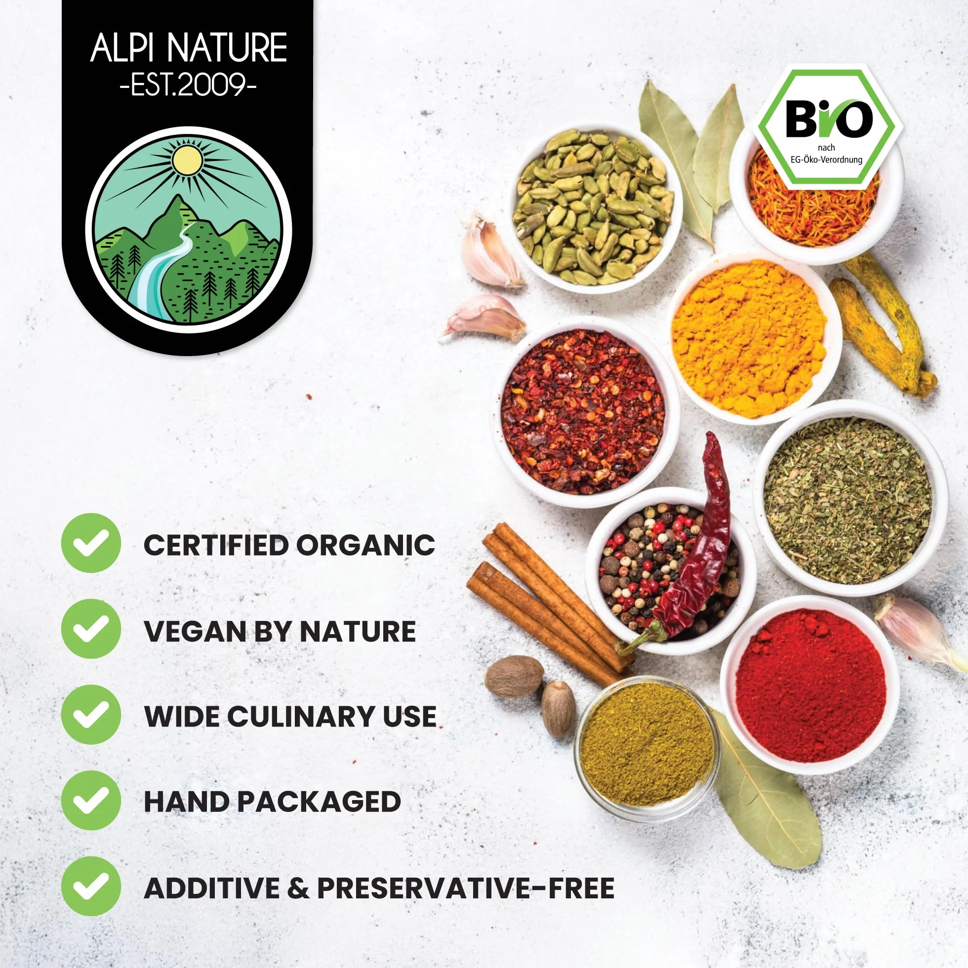 Alpi Nature Ekologiczny Mielony Liść Laurowy 100g, Mielone Liście, Proszek z Liścia Laurowego