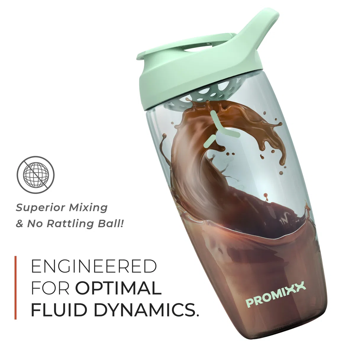 Promixx PURSUIT Protein Shaker Bottle New Edition – sportowe butelki premium na mieszanki białkowe i koktajle suplementowe, łatwe czyszczenie, trwały kubek proteinowy, 700 ml, ceramiczny biały