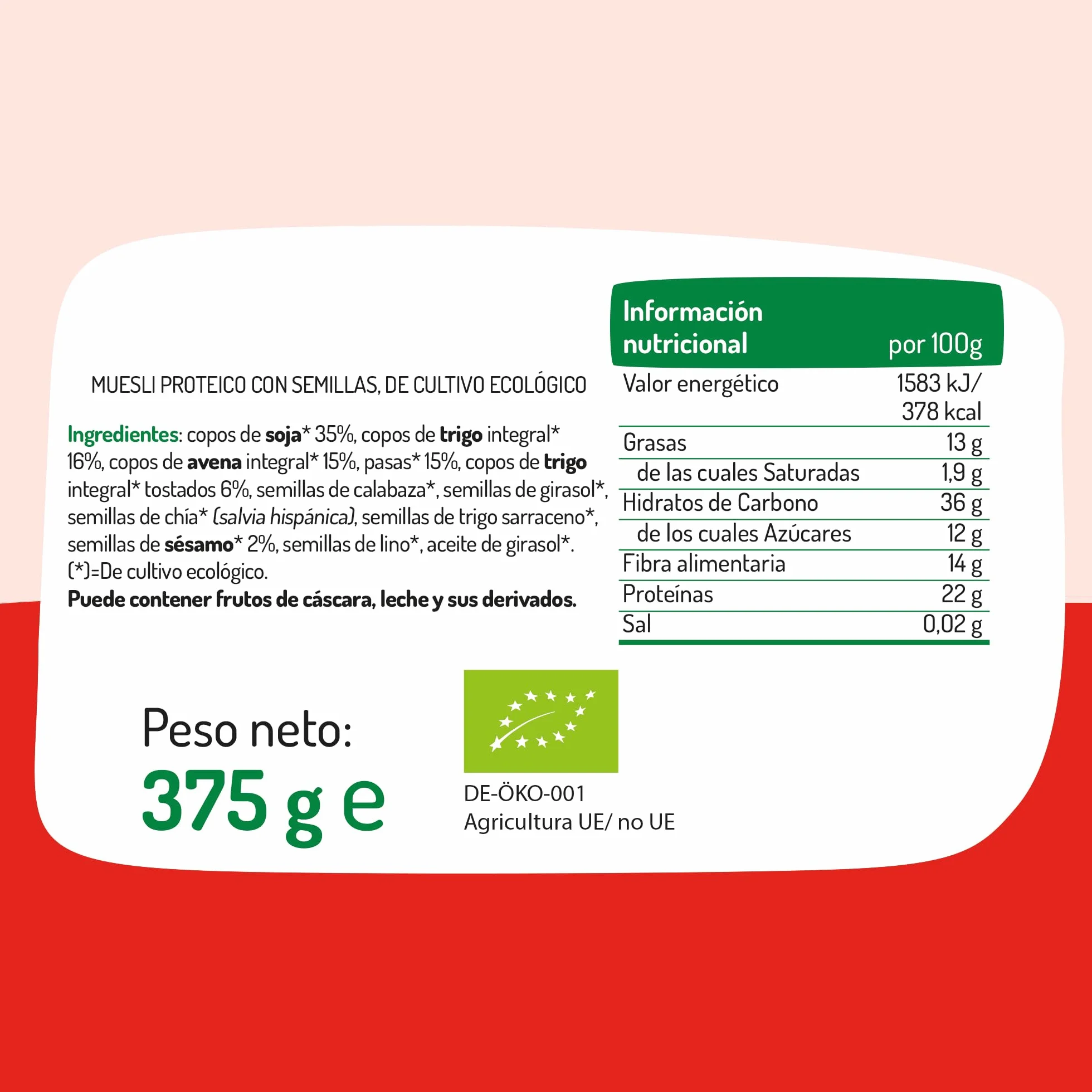 ELGRANERO Muesli Białko Bio 375 g