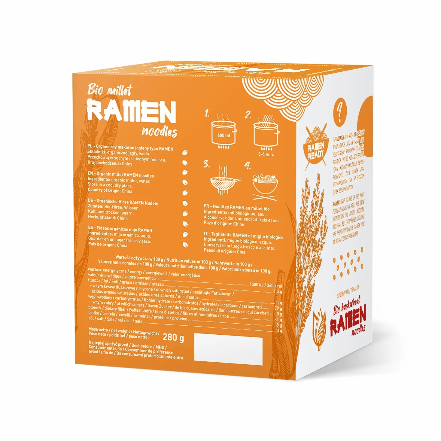 DIET-FOOD Bio Ramen makaron prosa, bez glutenu, wegetariański i wegański, do kontaktu z żywnością, bez tłuszczu, soi, bezglutenowy, rozpuszczalny w wodzie, makaron dietetyczny, niska zawartość kalorii, 280 g