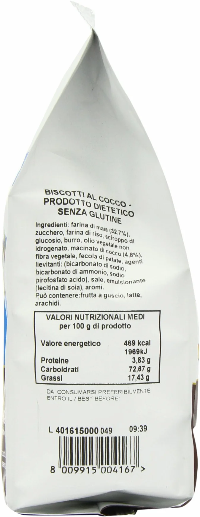 Ciasteczka bezglutenowe kokosowe włoskie kruche 250g Le Veneziane kruche
